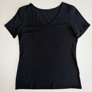 Ultra Soft Black V-Neck T-Shirt Short Sleeve Slim Fit Minimalist Basic Tee Large